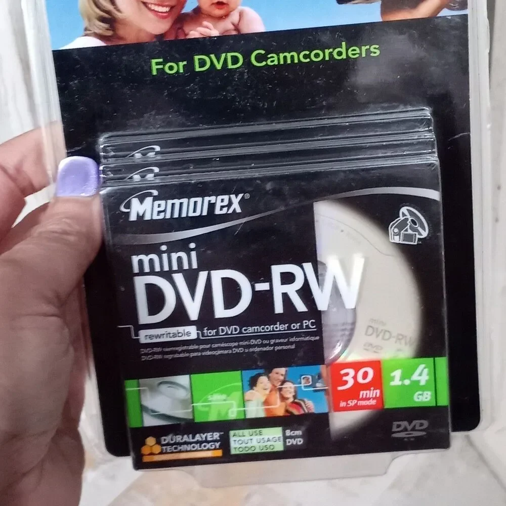 Memorex Mini DVD-RW 3 Pack 2X 1.4GB 30 min Single Sided DVD Camcorder New 2006